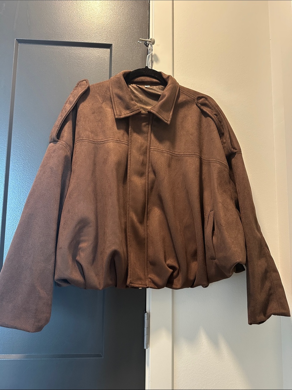 Women's Brown Suede Bomber Jacket